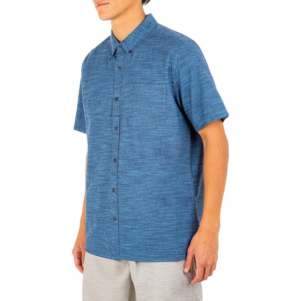 Hurley Men's One and Only Textured Short‎ Sleeve Button Up, Obsidian, XXL - Picture 3 of 5